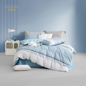 【自营】 罗莱家纺 全棉四件套 新疆阳光棉 蓝梦风尚 200*230cm