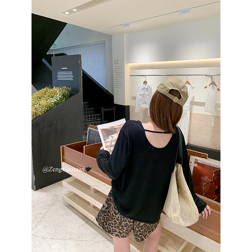 <曾小咸推荐>韩系后背镂空设计长袖T恤 商品图4