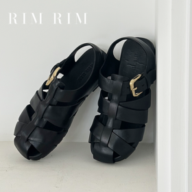 【品牌直发】RIM RIM新款黑色马皮鞋镂空凉鞋2476