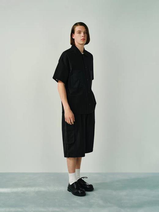 EviStub/E-5CCS134/日产色织全棉复古格纹宽松廓形机能口袋短袖衬衫 商品图3