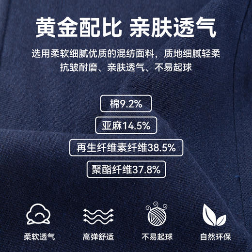 【棉麻休闲裤  男女同款】占姆士棉麻休闲裤夏季新款商务休闲凉感透气直筒运动裤长裤 商品图2