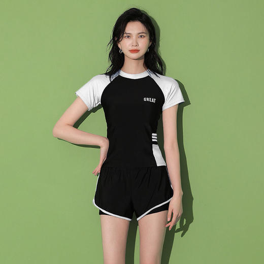 【泳衣女 夏季分体泳装】休闲运动超仙ins 学生保守显瘦遮肚游泳馆游泳装备  商品图6