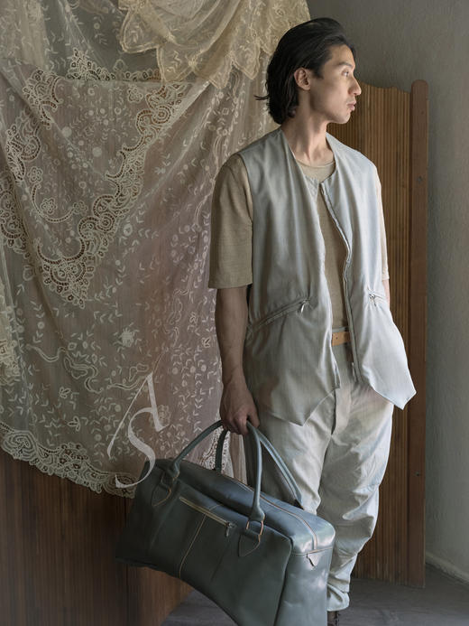 Paul Harnden  男士雾灰色羊毛LANCASHIRE腰带长裤 商品图2