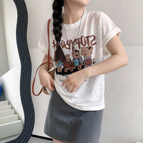 剪吊牌最快的一次!!! 【竹节麻T恤】微微落肩 是又凉快又显瘦❤️  夏天穿可太舒服了🧊