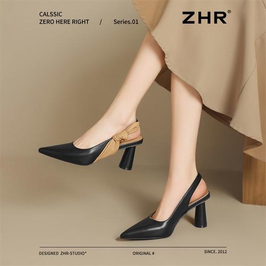 ZHR则则法式尖头高跟凉鞋2025新款一字扣气质凉鞋蝴蝶结后空凉鞋 商品图6