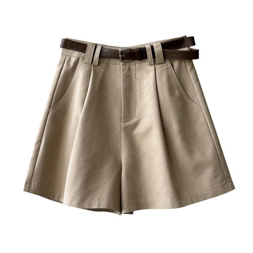 百媚生 【含腰带】休闲高腰阔腿短裤82325 商品图4