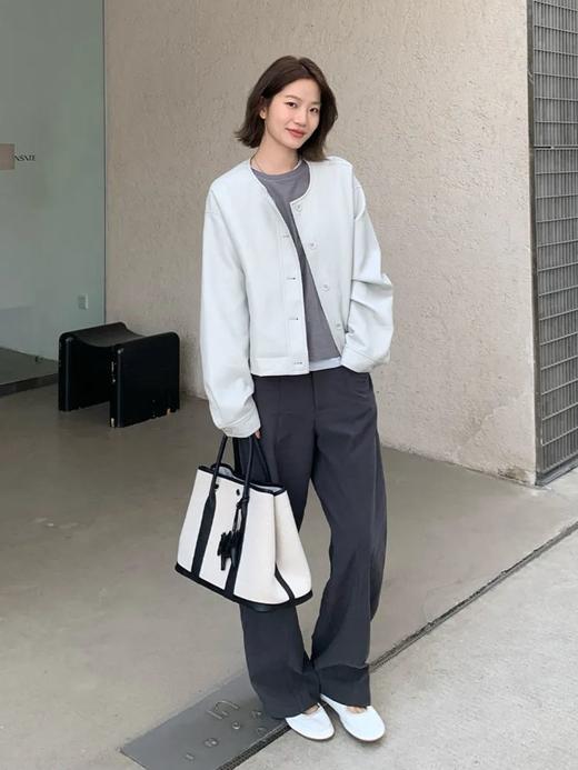 夏日清凉必备乳胶棉垂感阔腿裤奶白色透气休闲裤 商品图2