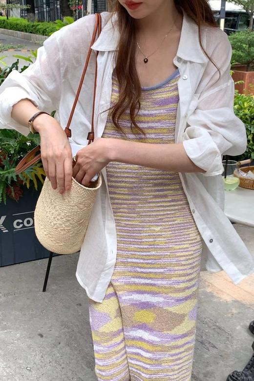 SIA SAYLOR 落日紫条纹针织吊带连衣裙 18472 商品图6