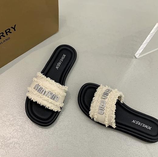 【GZ】无忧购法式小香风一字平底外穿凉拖鞋H33-3（截单后3-5天发货) 商品图8