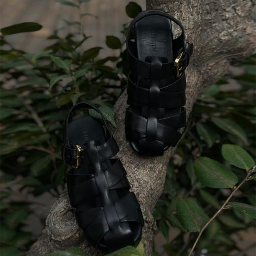 【品牌直发】RIM RIM新款黑色马皮鞋镂空凉鞋2476 商品图1