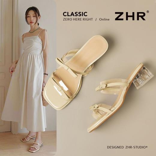 ZHR则则透气外出方根拖鞋透明女2025新款夏季蝴蝶结轻便凉鞋水晶 商品图1