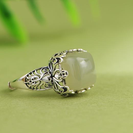 【清欢之雅】S925纯银镶嵌和田玉青玉戒指【SCH-TRS23149】 商品图1