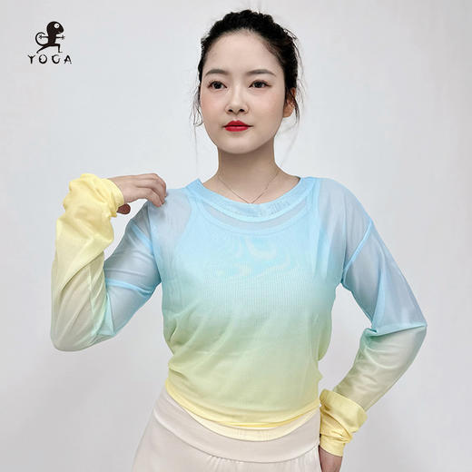 壁虎瑜伽【2505SY361】柔软飘逸渐变网纱罩衫【5天发货】 商品图3