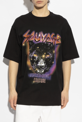 【特惠秒】Versace 范思哲 男士2025新品宽松款个性前后豹头印花全棉休闲短袖T恤12365