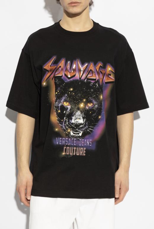 【特惠秒】Versace 范思哲 男士2025新品宽松款个性前后豹头印花全棉休闲短袖T恤12365 商品图0