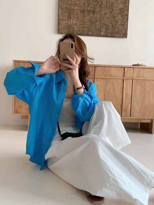 【苎麻100%衬衫】会呼吸的苎麻🍃夏日衬衫控之神!!湖蓝色+藏蓝色，让你在炎炎夏日中焕发出✨焕发出别样精彩~ 商品图14