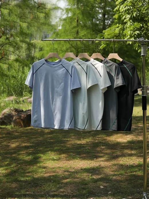 山系户外拼接撞色男女情侣款索罗娜撞色字母印花骑行运动休闲短袖T恤 商品图0