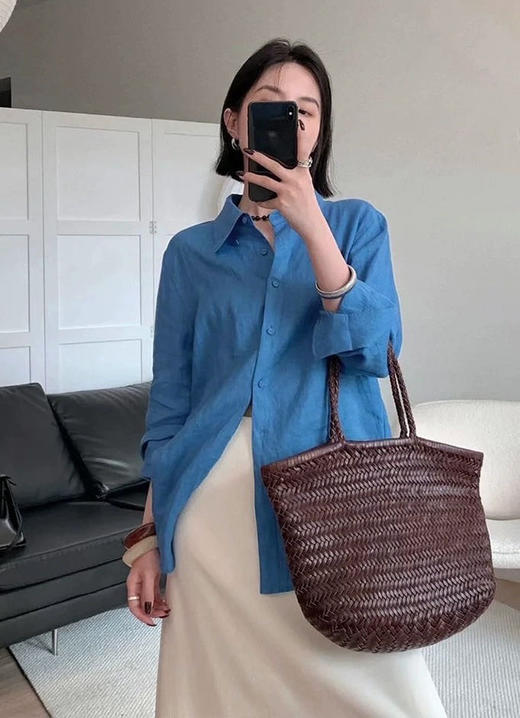 【苎麻100%衬衫】会呼吸的苎麻🍃夏日衬衫控之神!!湖蓝色+藏蓝色，让你在炎炎夏日中焕发出✨焕发出别样精彩~ 商品图0