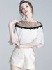 超值购【诗铭洛可】6363 短袖肌理蕾丝网纱拼接喇叭袖上衣A3-3 商品缩略图1