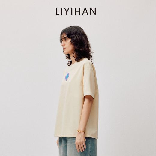LIYIHAN序章  高端爽滑裸感棉印花花朵针织T恤宽松短袖时尚感 商品图2
