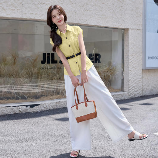 2025夏季新款清纯系夏日穿搭时尚套装女无袖上衣高腰阔腿裤两件套NSYY66111 商品图3