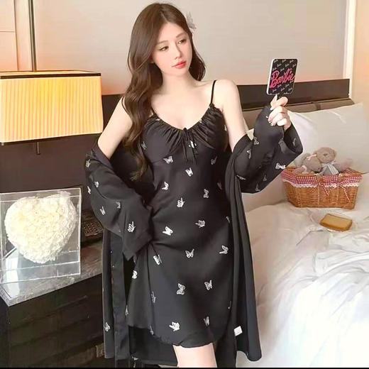 【吊带睡裙】睡衣女冰丝睡裙夏季吊带睡裙 春秋薄款吊裙长袍家居服女。ry 商品图1