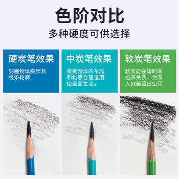 尼奥尼（NYONI）炭笔美术生专用素描铅笔初学者绘画速写学生联考艺考试专业工具-软中硬碳12支/盒N2801 商品图3
