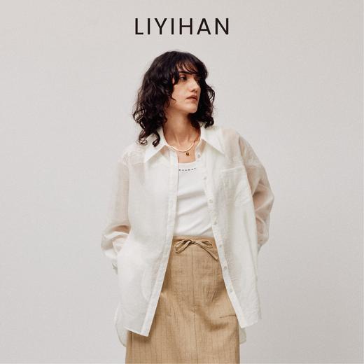 LIYIHAN清月鹊  轻盈透感棉宽松微透蕾丝绣花薄透衬衫 商品图1
