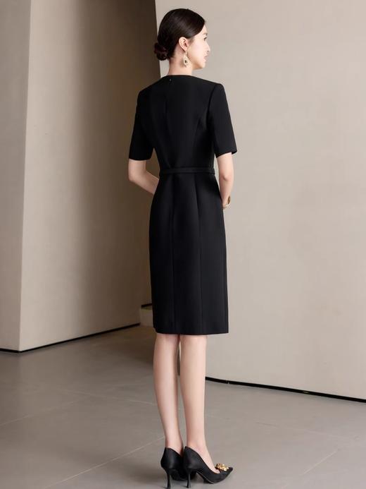 IWY/高端黑色职业西装连衣裙女夏季短袖正式场合高级感通勤职场裙子WQ168 商品图4