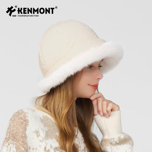 卡蒙冬款轻量化无感轻盈防泼水白鹅绒毛边盆帽KM-5282 商品图1