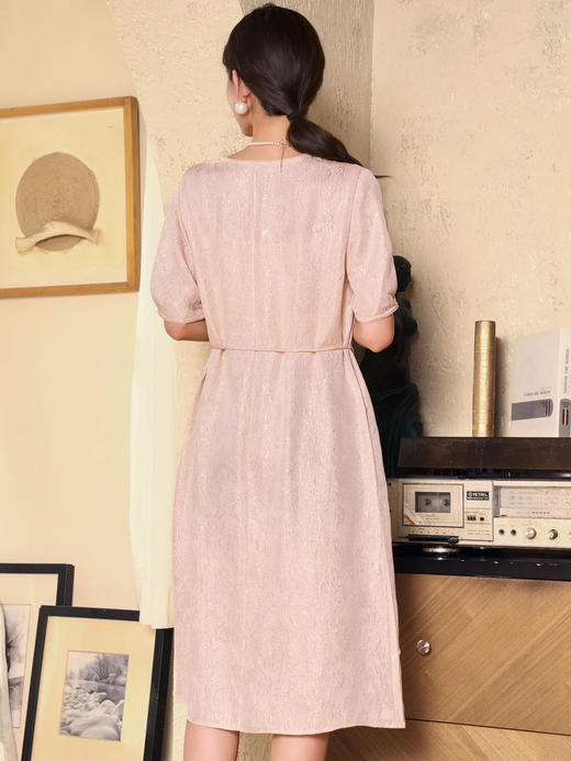 女士V领真丝连衣裙 商品图3