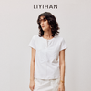 LIYIHAN清月鹊 高端爽滑质感半开襟短袖T恤百搭显瘦 商品缩略图0