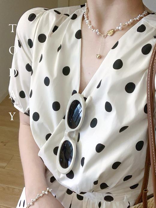 【百图lulu定制】【波点连衣裙】法式波点  弹力 收腰 茶歇连衣裙 商品图8