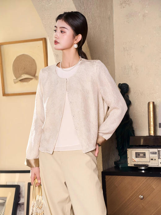 女士圆领真丝衬衣 商品图0