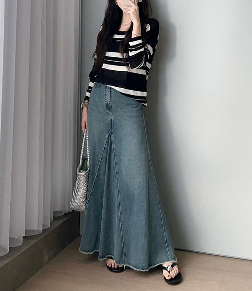 美洋黑白乐谱针织衫68支兰精天丝条纹防晒罩衫 商品图8