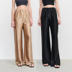 不易皱！2025高端进口新中式三醋酸面料缎面加长高个子直筒阔腿长裤女夏款！