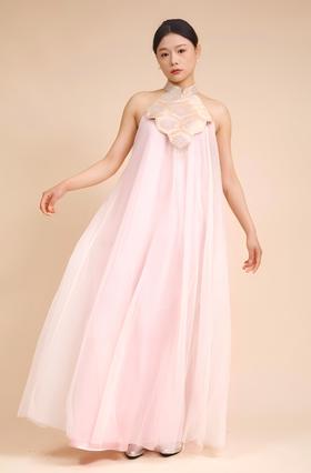 浮屠宝相新宋锦拼接礼服裙