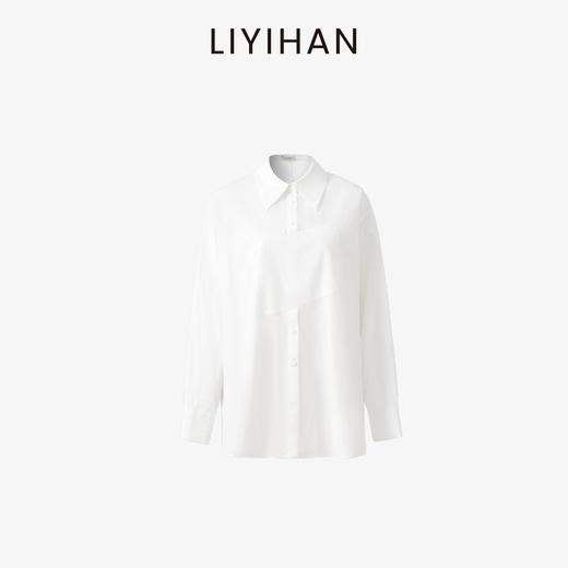 LIYIHAN  白上白几何拼接设计感纯棉衬衫休闲时尚简约 商品图2