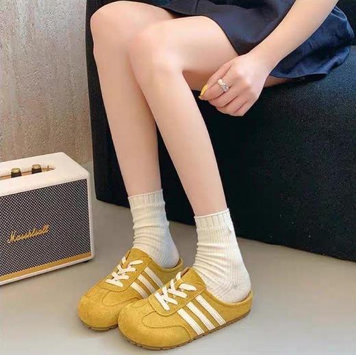 韩系氛围感百搭复古一脚蹬厚底半拖德训鞋Q822 商品图2