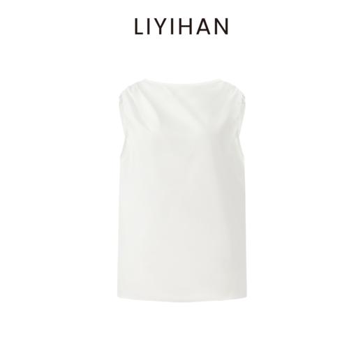 LIYIHAN序章 轻盈质感抗皱纯棉斜肩衬衫料上衣无袖衬衫 商品图4