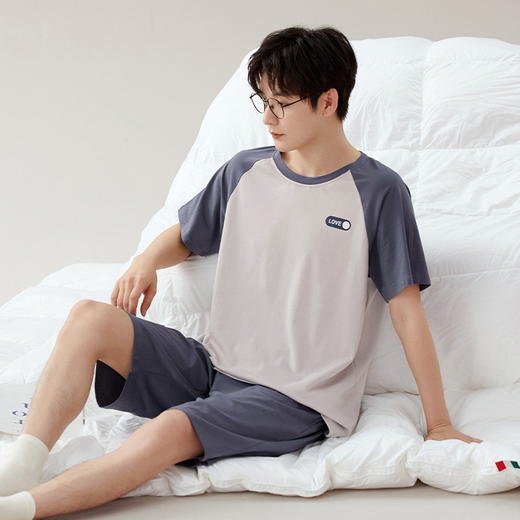 红览睡衣男款夏季纯棉短袖短裤新款套装男生家居服韩式夏款AL66011 商品图9