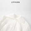 LIYIHAN  25夏棉褶皱纯色翻领短袖衬衫白色大翻领衬衫高级感 商品缩略图1