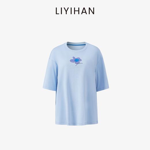 LIYIHAN序章  高端爽滑裸感棉印花花朵针织T恤宽松短袖时尚感 商品图4