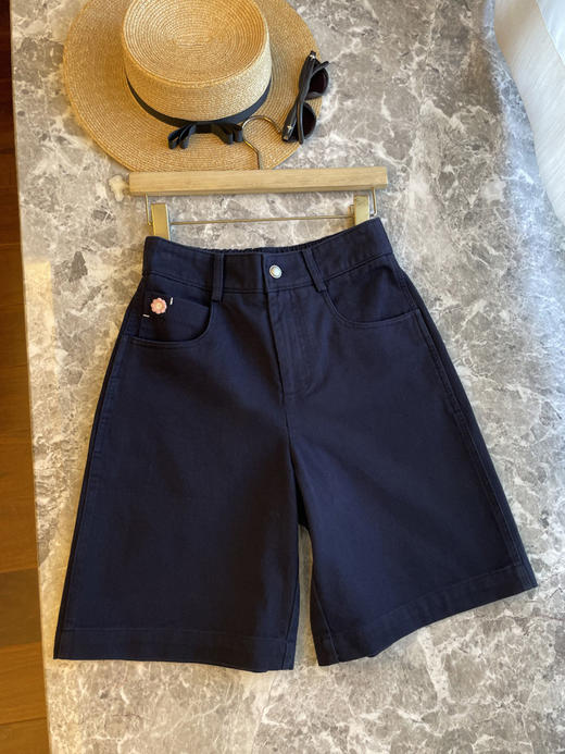 渠道货！！小众又时髦，2025高腰花朵刺绣后松紧腰显瘦五分牛仔中裤女夏款 商品图5