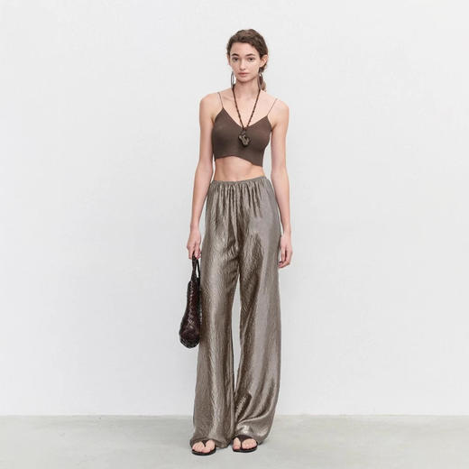 不易皱！2025高端进口新中式三醋酸面料缎面加长高个子直筒阔腿长裤女夏款！ 商品图3