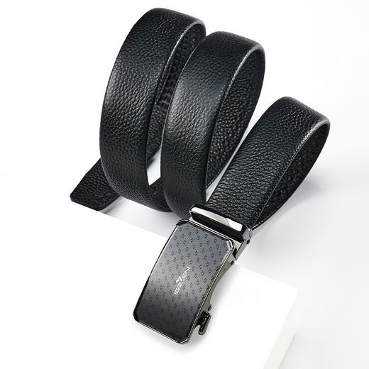 【婚礼季】柒牌男士皮带头层牛皮真皮自动扣时尚商务休闲黑色荔枝纹西装裤带129P70150 商品图2