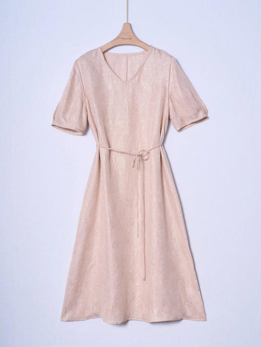 女士V领真丝连衣裙 商品图4