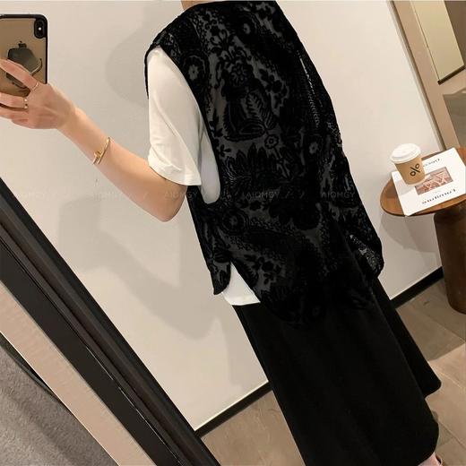 雀说法式提花蕾丝马甲春夏女时尚百搭新中式蕾丝背心叠穿设计感植绒AL 商品图4