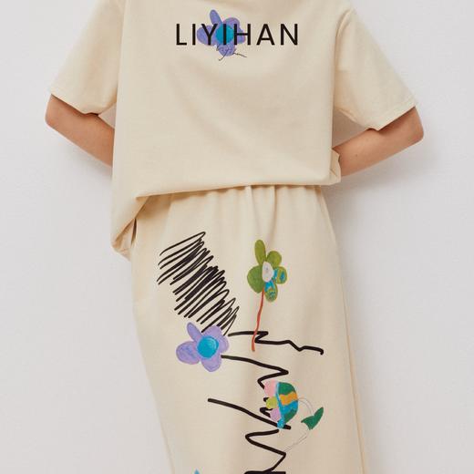 LIYIHAN序章  高密抗皱棉印花针织半裙直筒休闲半身裙百搭高级 商品图0