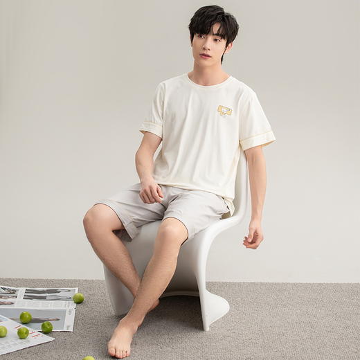 红览睡衣男款夏季纯棉短袖短裤新款套装男生家居服韩式夏款AL66011 商品图5